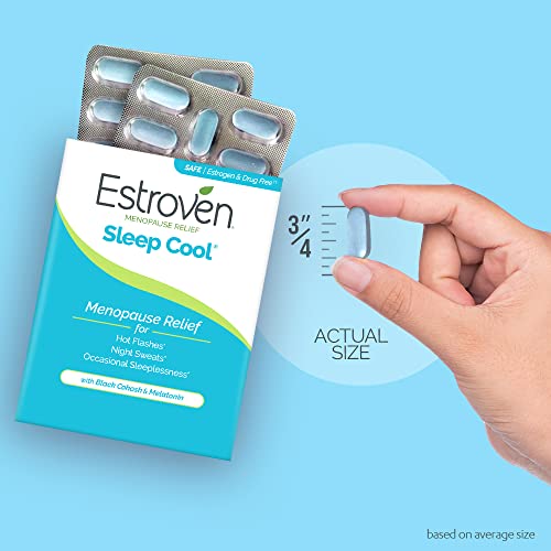 Estroven Sleep Cool for Menopause Relief, 30 Ct, Sleep Support Supplement With Clinically Proven Ingredients to Relieve Menopause Symptoms plus Night Sweats & Hot Flash Relief, Drug-Free & Gluten-Free