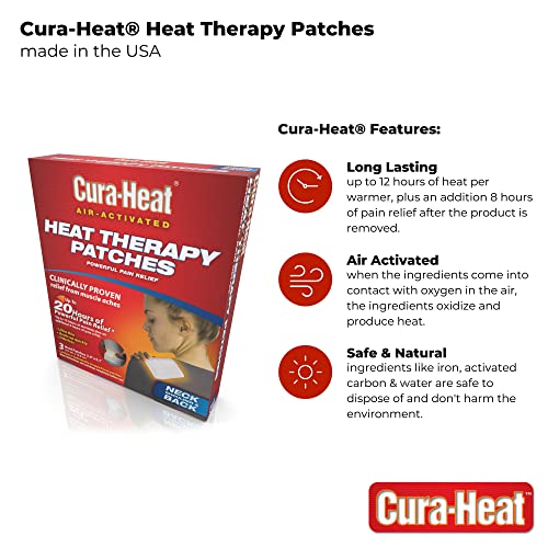 Cura Heat Multi-Purpose Therapeutic Heat Wrap (3 Count), Soothes, Relaxes, Relieves, and Unlocks Tight Muscles, White, (01100D)