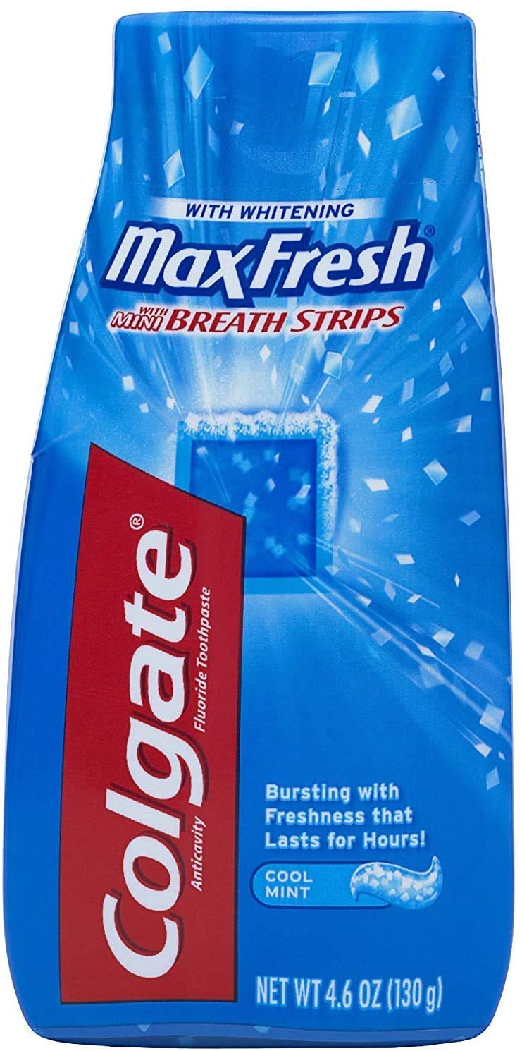 Colgate Max Fresh Liquid Toothpaste with Mini Breath Strips, Cool Mint, 4.6 oz (Packaging May Vary)