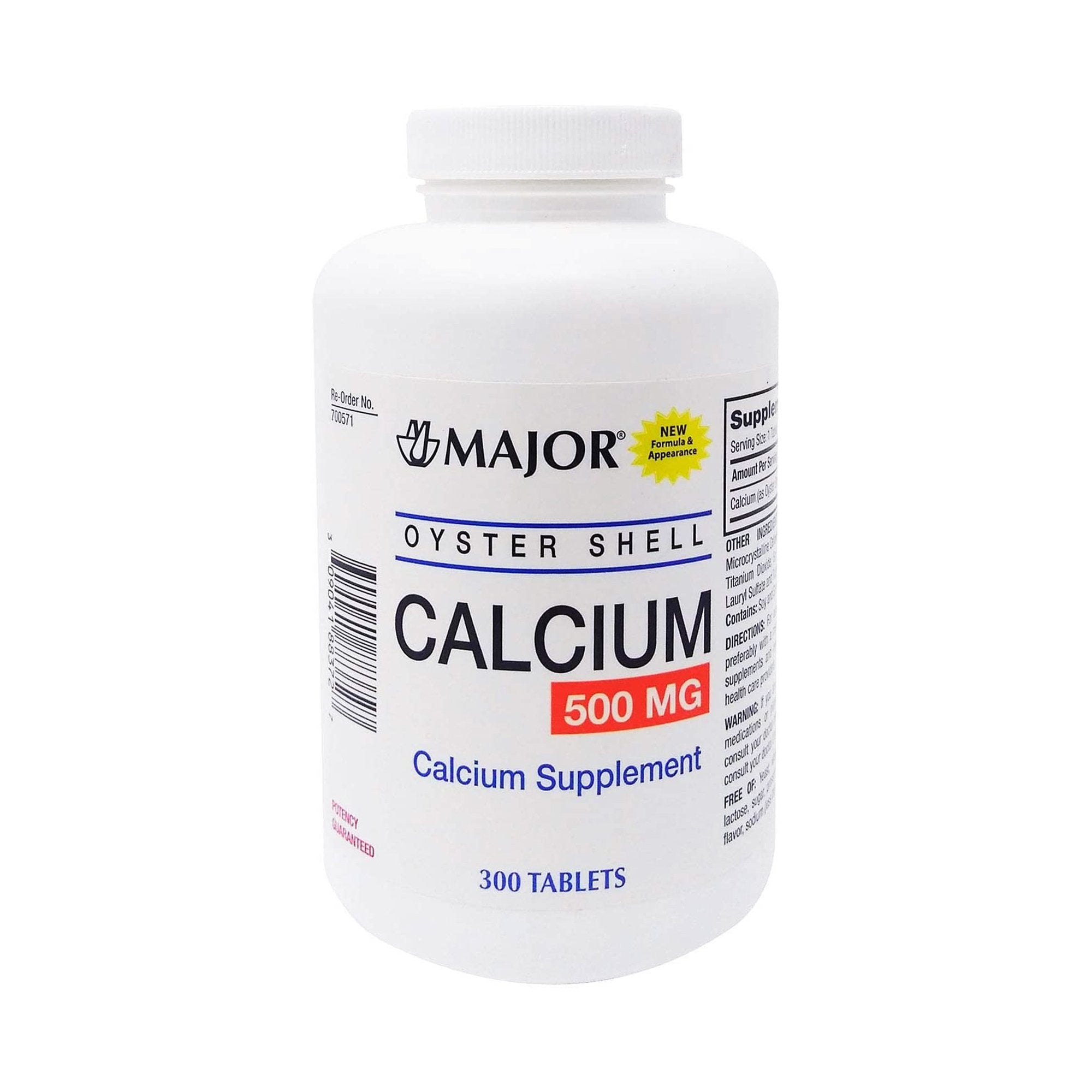 Joint Health Supplement Major Oyster Shell Oyster Shell Calcium 500 mg Strength Tablet 300 per Bottle