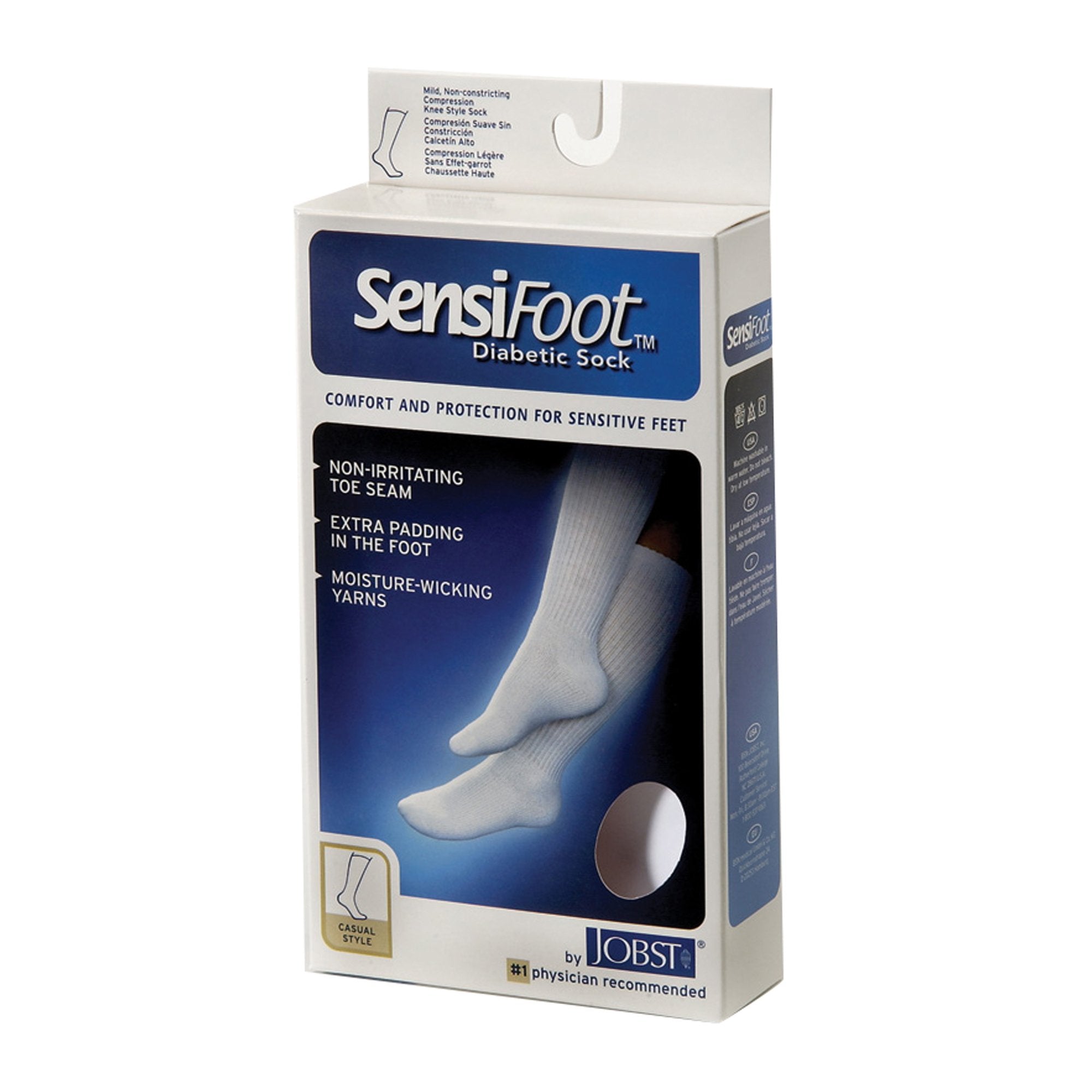 Diabetic Compression Socks JOBST Sensifoot Knee High Medium White Closed Toe