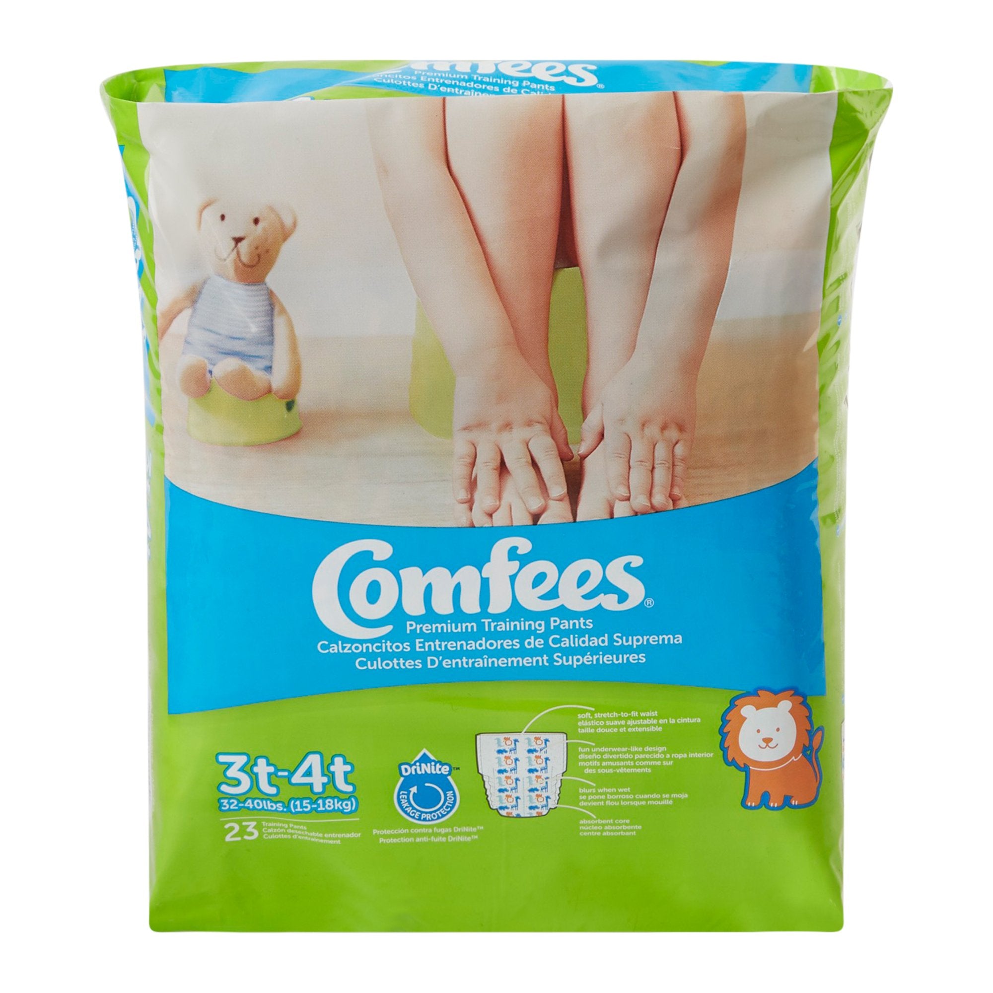 Male Toddler Training Pants Comfees Pull On with Tear Away Seams Size 3T to 4T Disposable Moderate Absorbency
