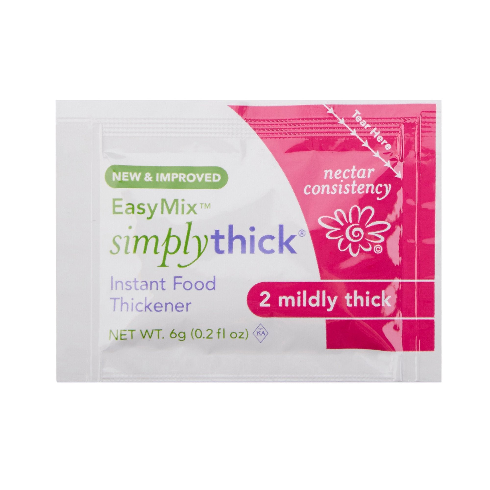 Food and Beverage Thickener SimplyThick Easy Mix 6 Gram Individual Packet Unflavored Gel IDDSI Level 2 Mildly Thick