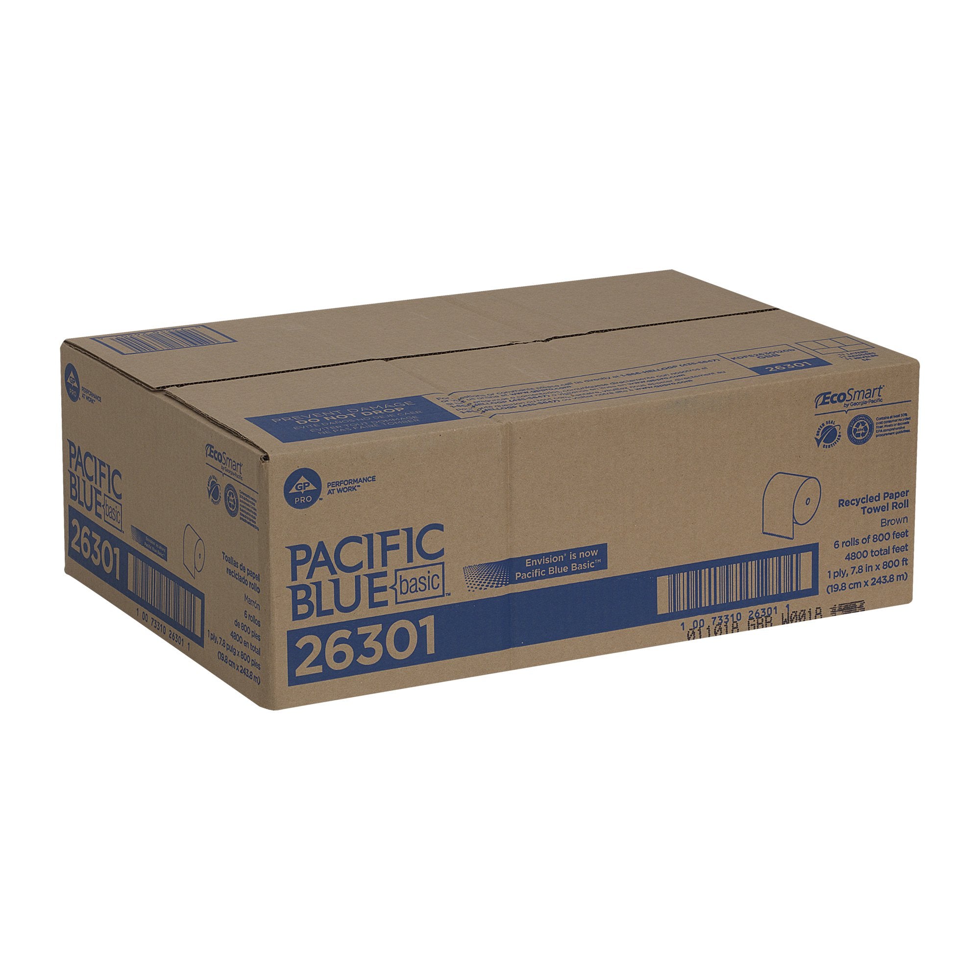 Paper Towel Pacific Blue Basic Hardwound Roll 7-7/8 Inch X 800 Foot