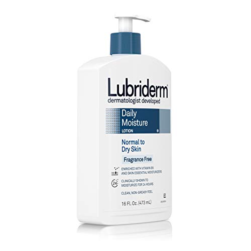 Lubriderm Daily Moisture Hydrating Unscented Body Lotion with Vitamin B5 for Normal to Dry Skin, Non-Greasy and Fragrance-Free Lotion. 16 fl. oz