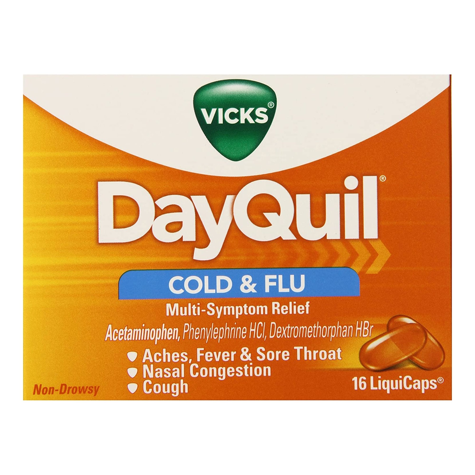 Cold and Cough Relief Vicks 325 mg - 10 mg - 5 mg Strength Gelcap 16 per Box