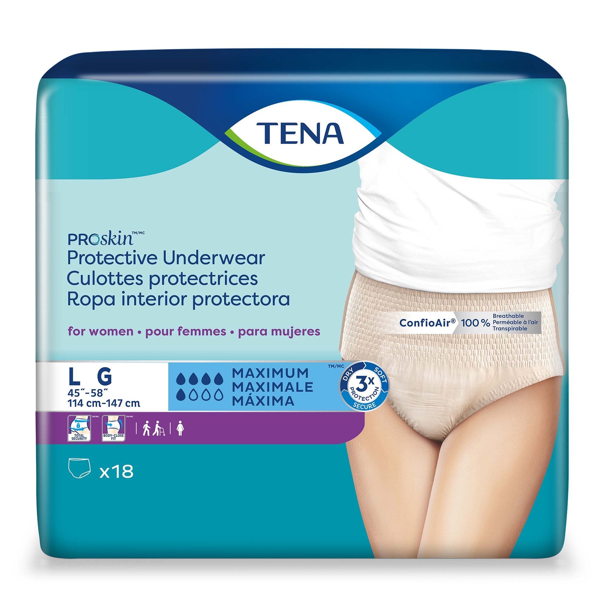 Female Adult Absorbent Underwear TENA ProSkin Protective Pull On with Tear Away Seams Large Disposable Moderate Absorbency