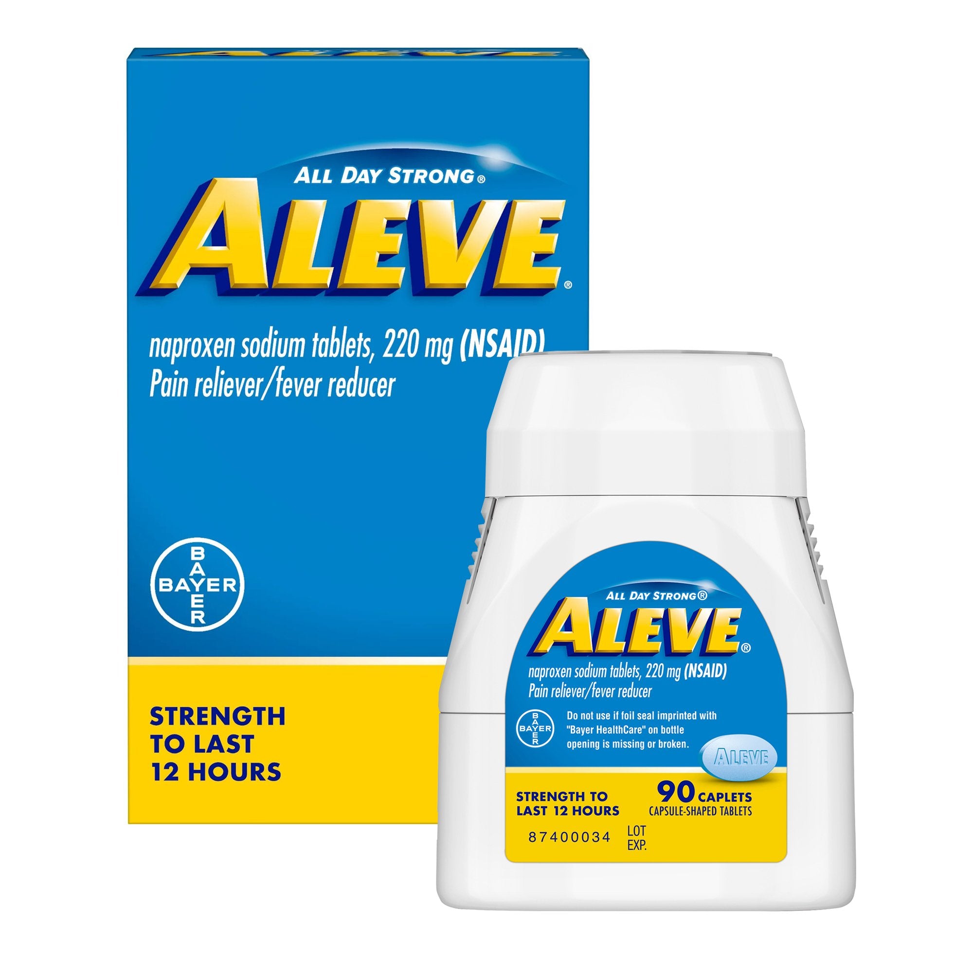 Pain Relief Aleve 220 mg Strength Naproxen Sodium Tablet 90 per Bottle