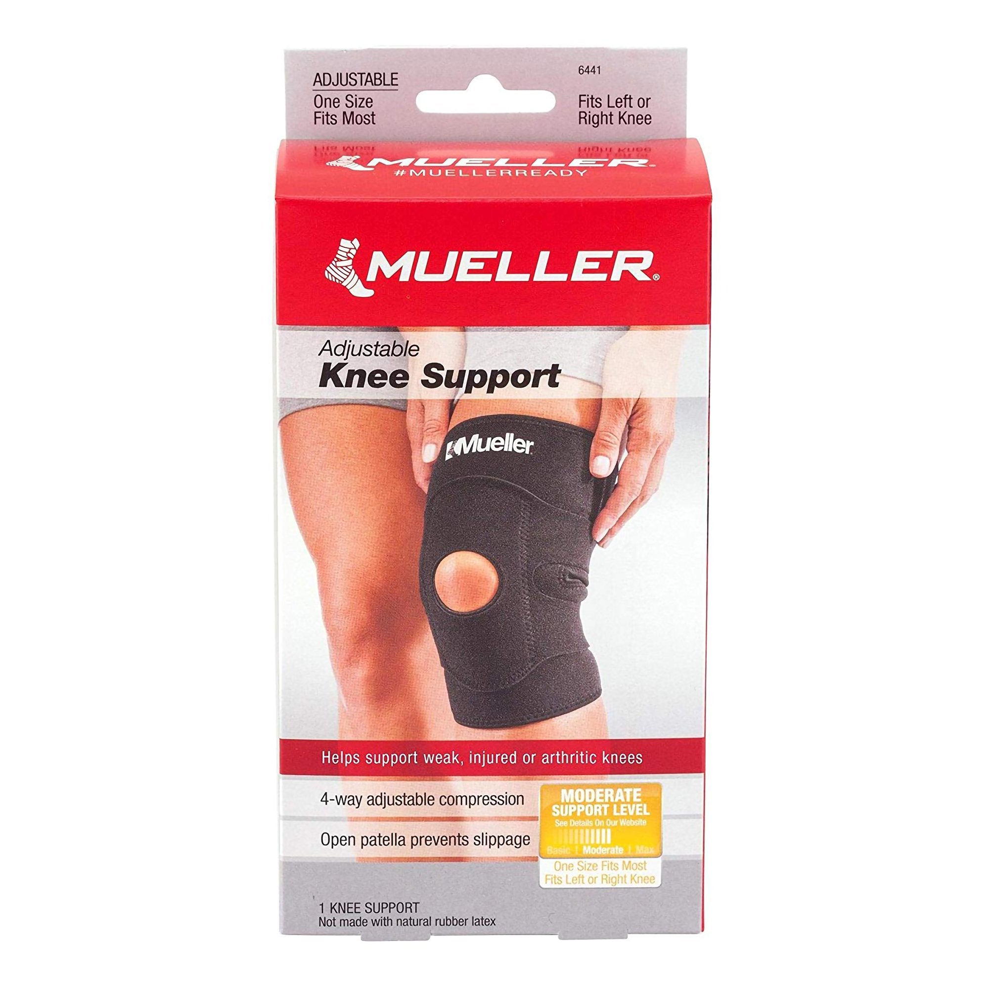 Knee Support Mueller Sport Care One Size Fits Most Hook and Loop Strap Closure 12 to 21 Inch Above Knee Circumference Left or Right Knee