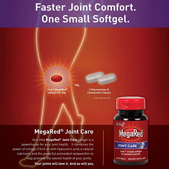 MegaRed Joint Care Omega - 3 Krill Oil and Joint Supplement - 60 Softgels