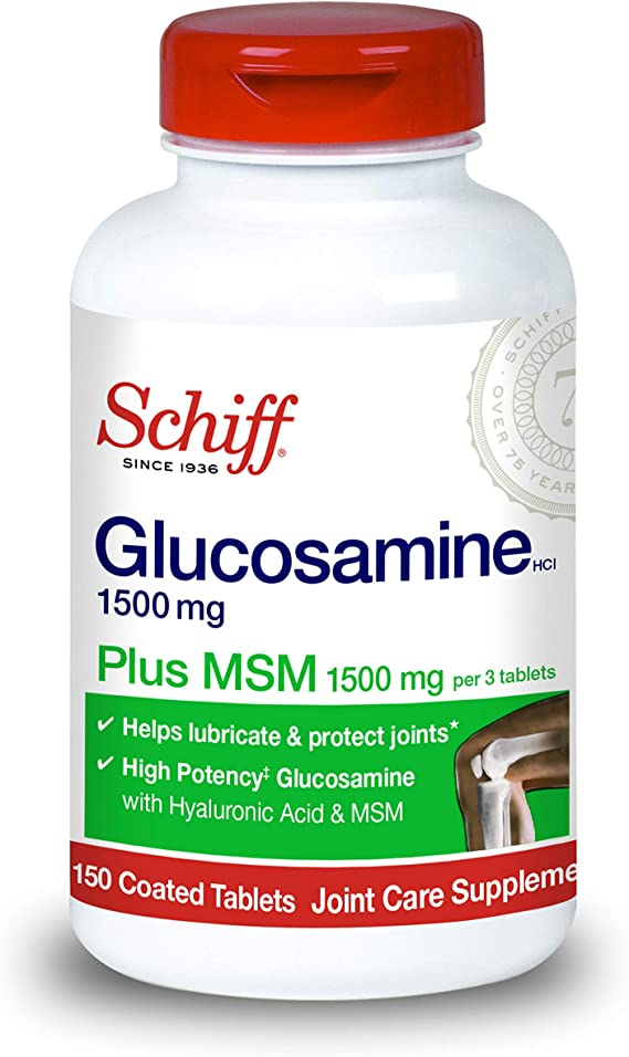 Schiff MSM and Hyaluronic Acid Glucosamine Plus Joint Supplement - 1500mg (150 Count)