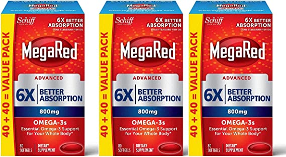 MegaRed Advanced 6X Absorption Omega 3 Fish Oil Supplement - 800mg(80 Count)