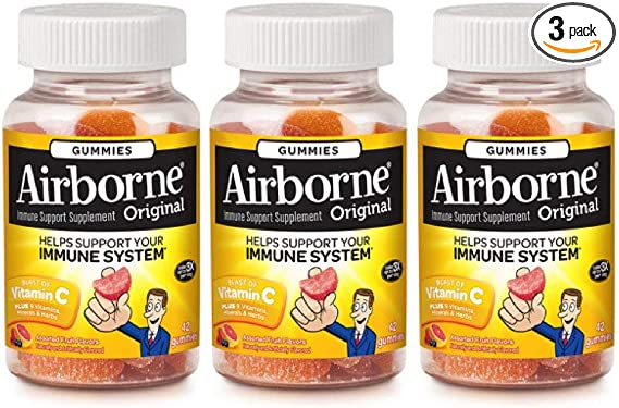 Airborne Assorted Fruit Flavored Vitamin C and Minerals & Herbs Immune Support Supplement Gummies - 750mg