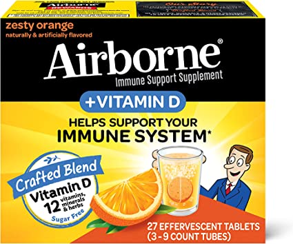 Airborne Vitamin C with Zinc Effervescent Immune Support Supplement Tablets - 750mg (27 Count)