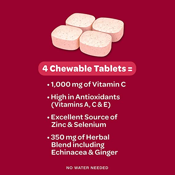 Airborne Vitamin C Very Berry Chewable Immune Support Supplement Tablets - (1000mg) 32 Count