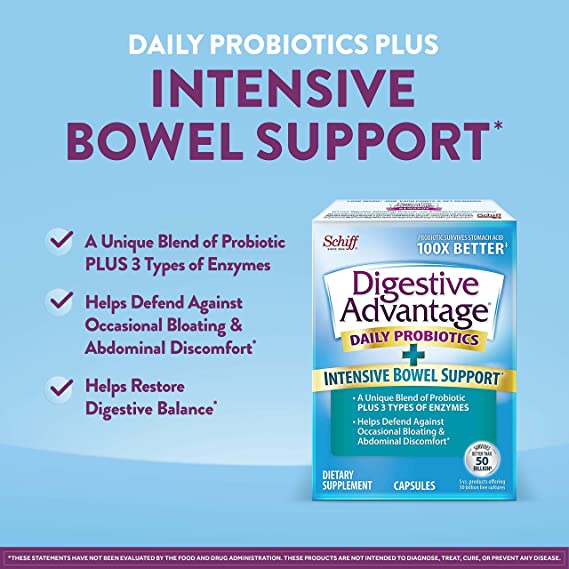 Digestive Advantage Enzymes Intense Bowel Support Digestive Health Support Supplement - 96 Count