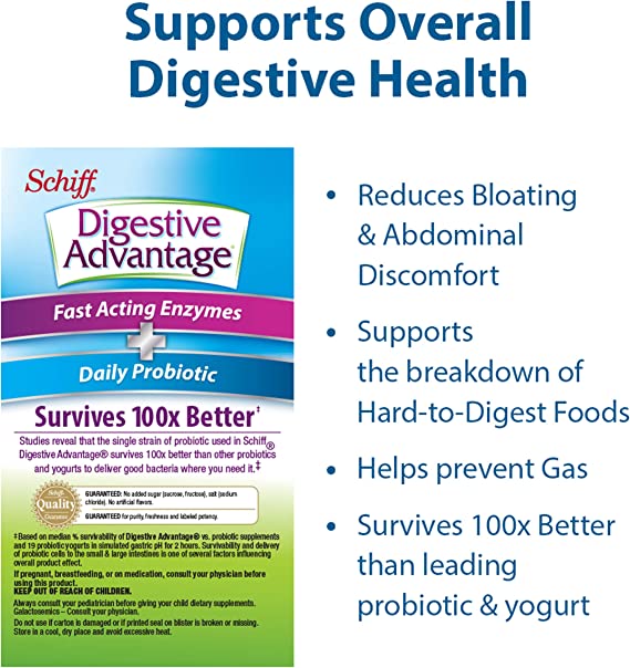 Digestive Advantage Enzymes Plus Daily Probiotic Digestive Health Support Supplement - 32 Count