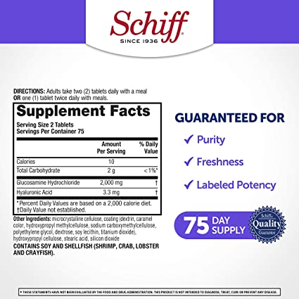 Schiff Glucosamine Hyaluronic Acid Joint Care Supplement Tablet - 2000mg (150 Count)