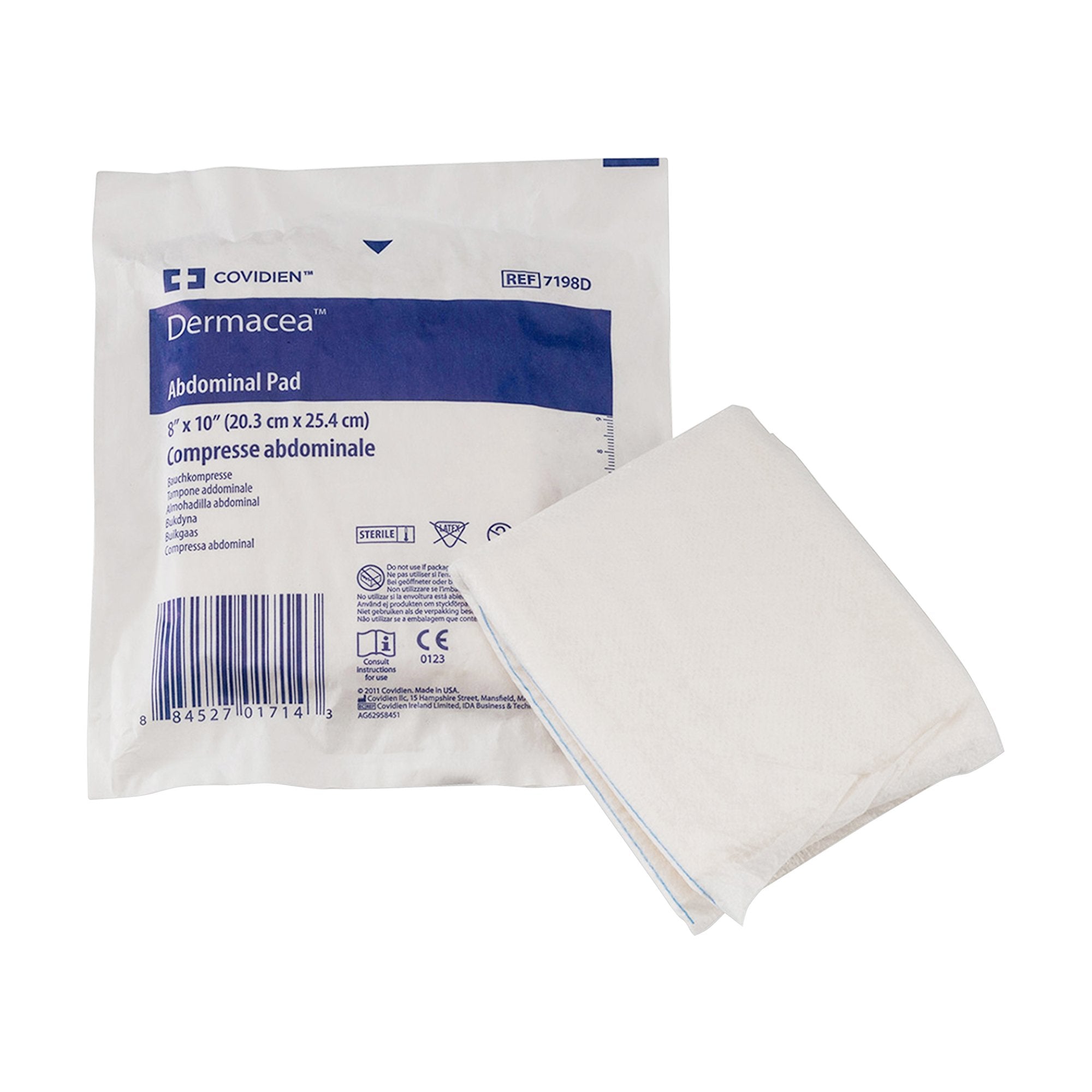 Abdominal Pad Dermacea Nonwoven Fluff 8 X 10 Inch Rectangle Sterile