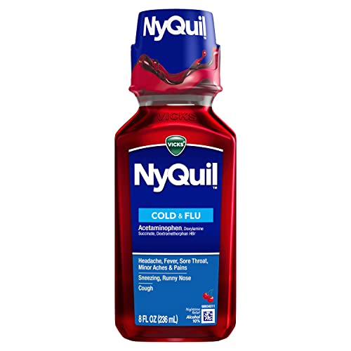 Vicks NyQuil Cough Nighttime Relief, 8 Fl Oz, Cherry Flavor - Relieves Sore Throat, Runny Nose, Cough