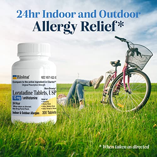 Rising Pharma Allergy Relief - Loratadine Tablets 10mg - Antihistamine, Allergy Relief Product - 300 Tablets