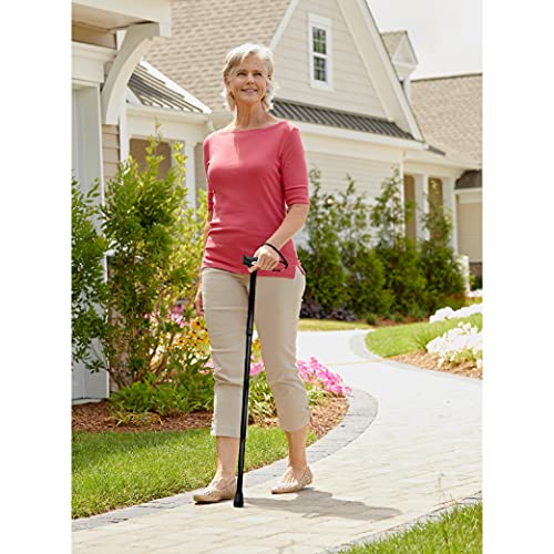 Carex Health Brands Soft Grip Folding Cane - Foldable Walking Cane For Men and Women - Adjustable Height (33"-37"), Anti-Slip Rubber Tip, Soft Derby Style Ergonomic Handle, Black Cane
