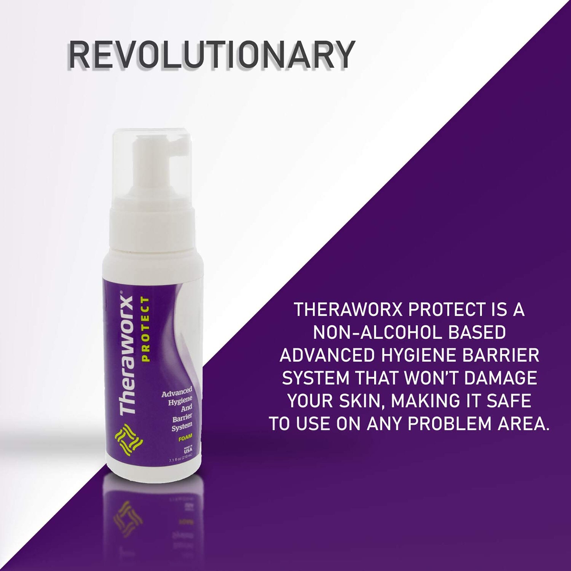 Rinse-Free Cleanser Theraworx Protect Advanced Hygiene and Barrier System Foaming 7.1 oz. Pump Bottle Lavender Scent