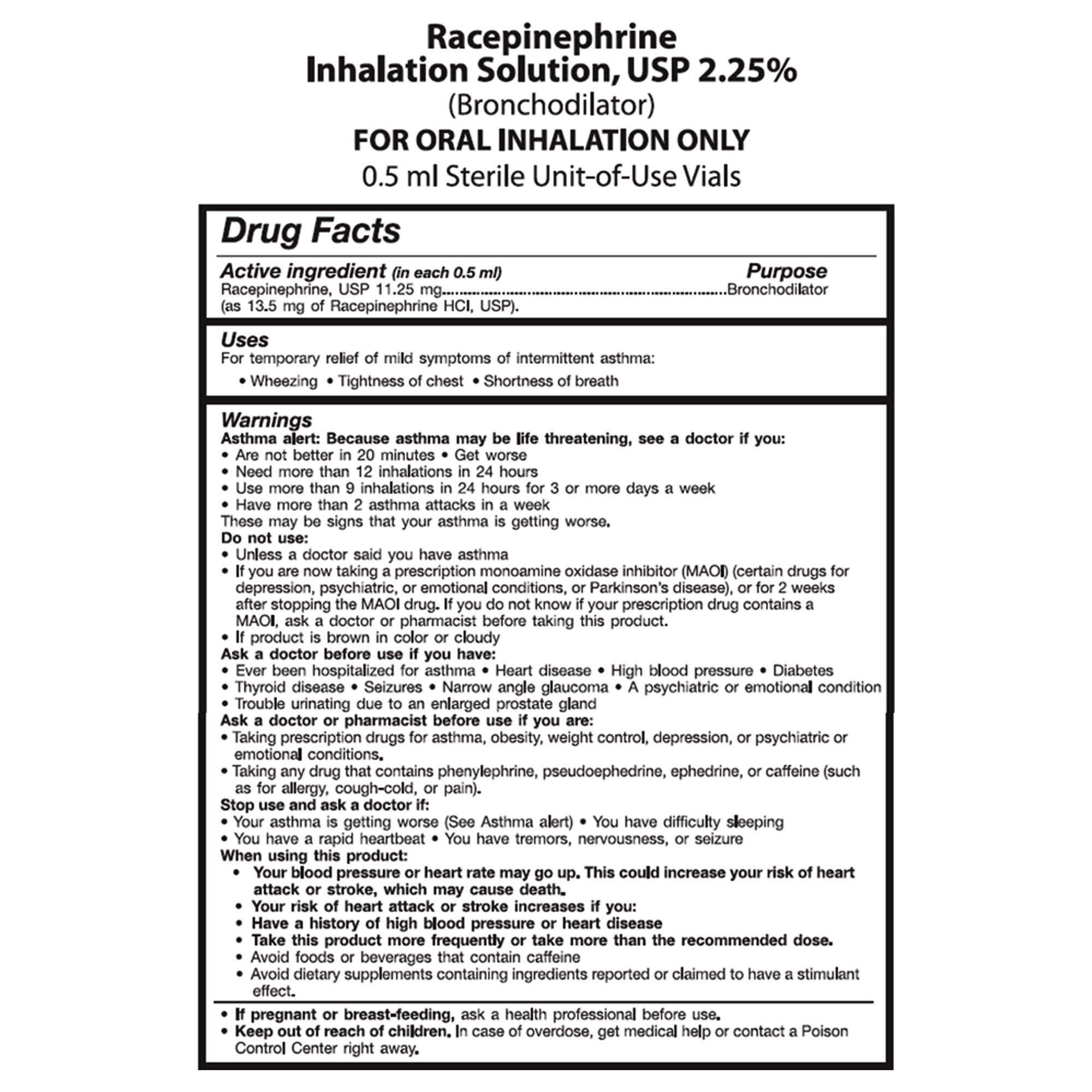 Bronchodilator Nephron 2.25% Inhalation Solution 0.5 mL
