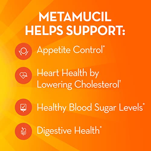 Metamucil, Daily Psyllium Husk Powder Supplement, Sugar-Free Powder, 4-in-1 Fiber for Digestive Health, Orange Flavored Drink, 114 teaspoons