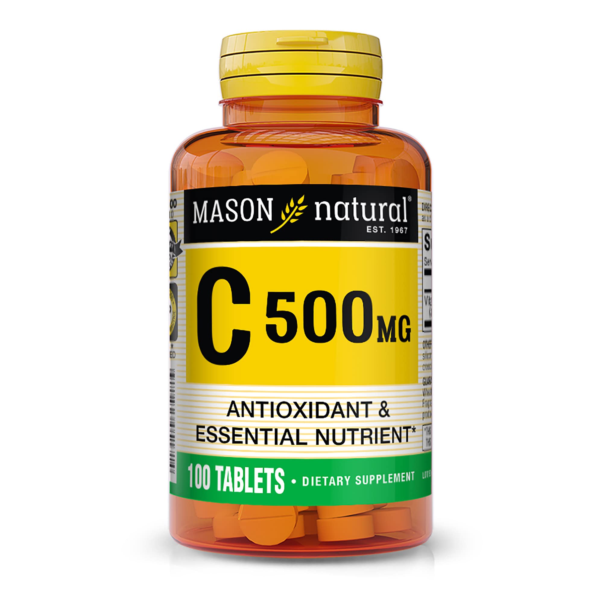 MASON NATURAL Vitamin C 500 mg - Supports Healthy Immune System, Antioxidant and Essential Nutrient, 100 Tablets
