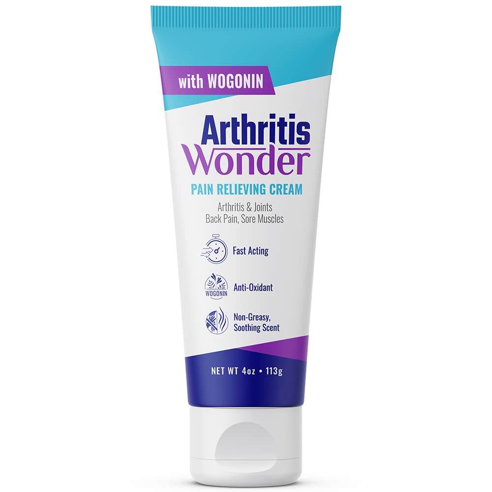 Arthritis Wonder Pain Relief Cream, 4 oz  Arthritis Pain Relief Cream for Hand, Knee, Foot and Wrist Joints  Fast-Acting, Deep Penetrating, Non-Greasy Formula with Natural Wogonin