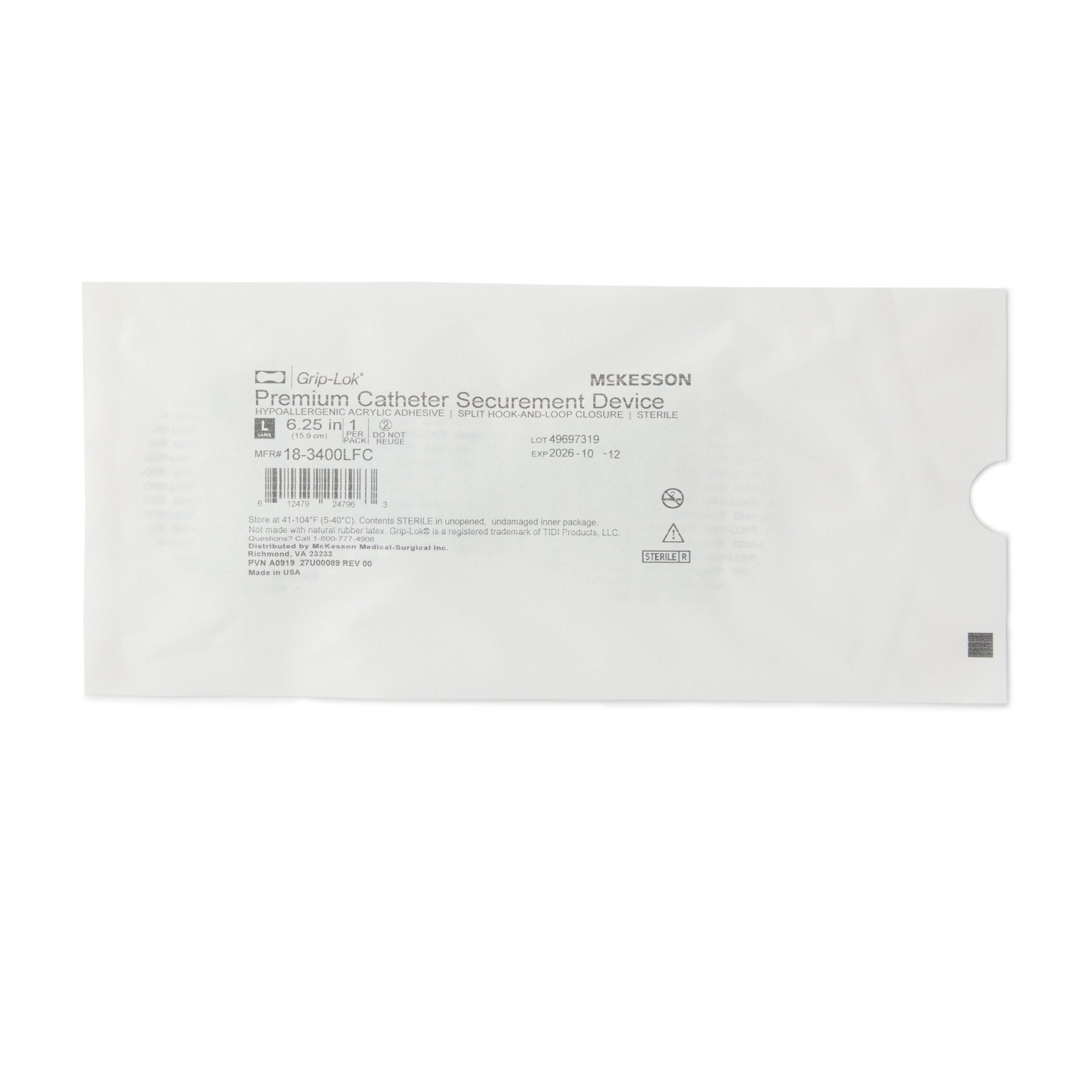 Catheter Stabilization Device McKesson Premium Large, 6.25 Inch, Sterile