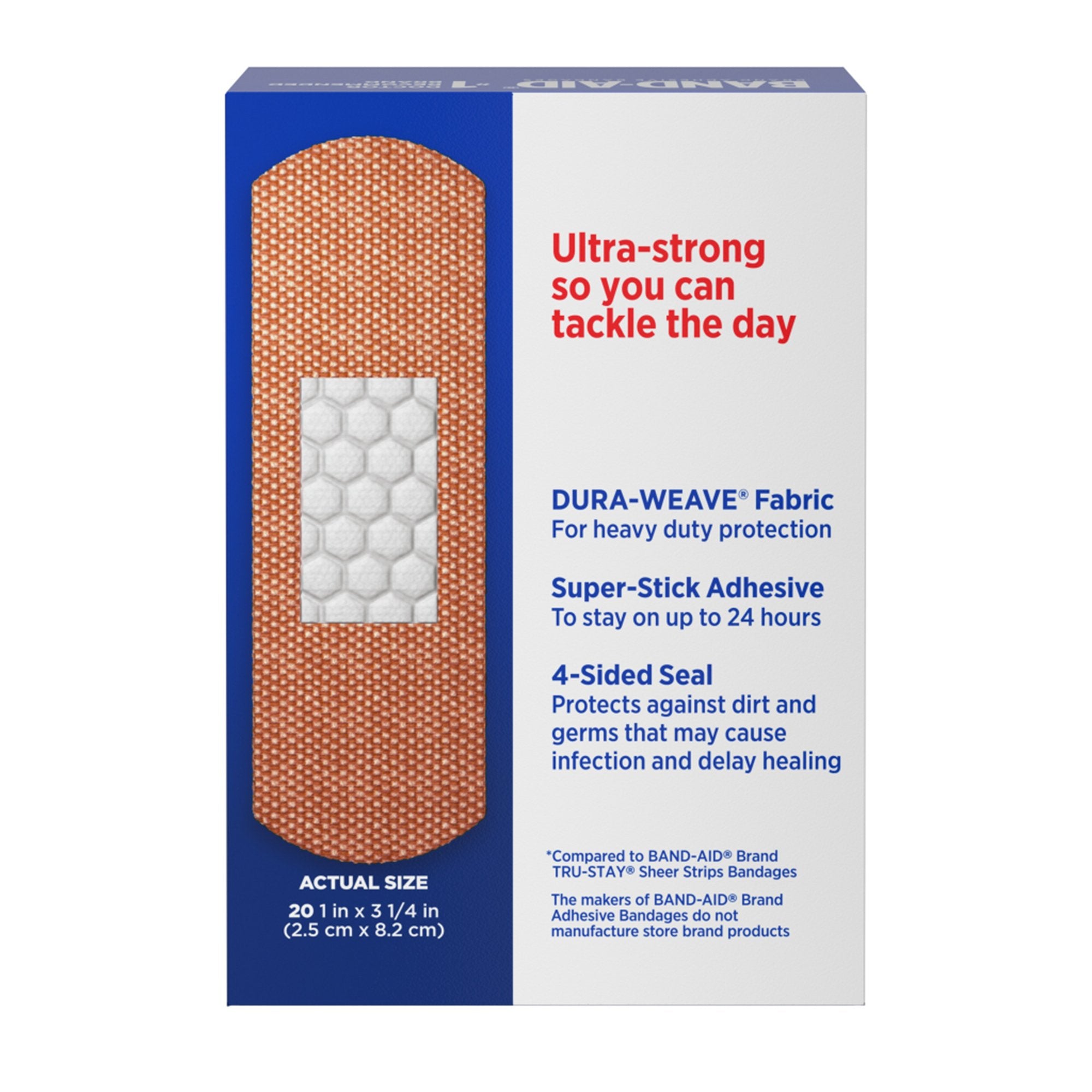 Adhesive Strip Band-Aid Tough Strips 1 X 3-1/4 Inch Fabric Rectangle Tan Sterile