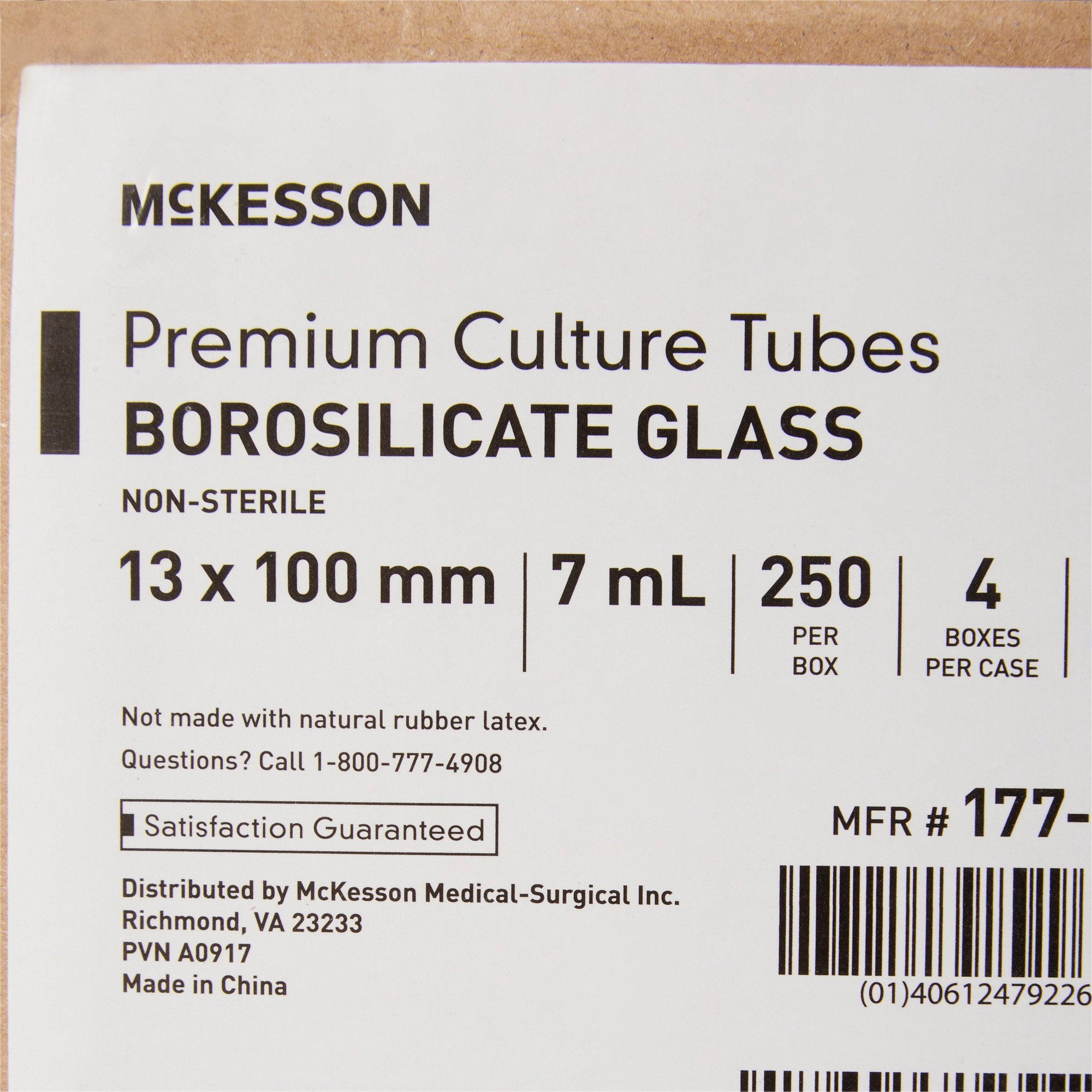 McKesson Test Tube Round Bottom Plain 13 X 100 mm 7 mL Without Color Coding Without Closure Glass Tube