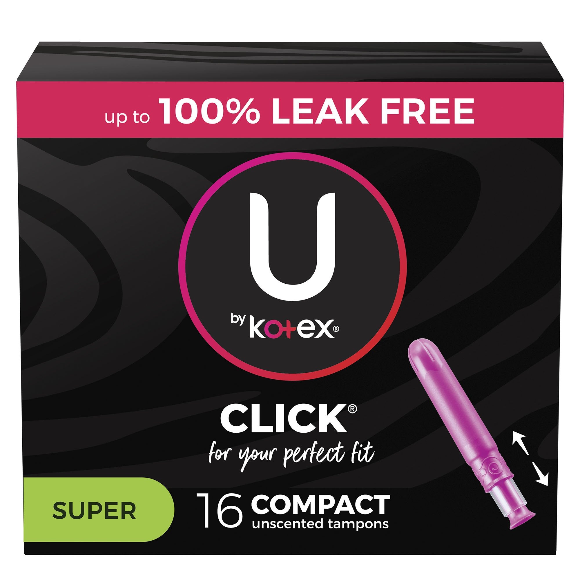 Tampon U by Kotex Click Super Absorbency Plastic Applicator Individually Wrapped