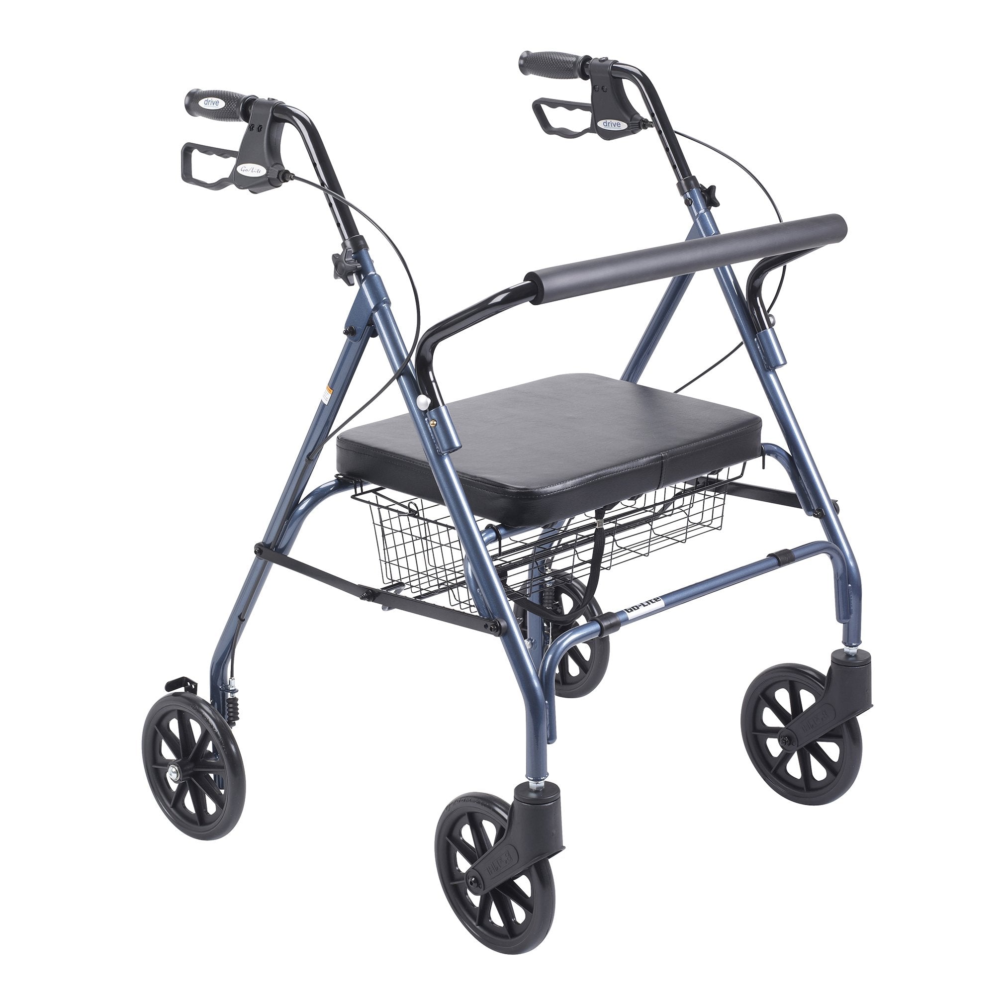 Drive Medical 10215BL-1 Bariatric Foldable Rollator Walker with Seat, Blue