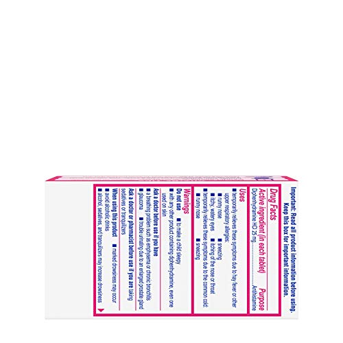 Benadryl Ultratabs Antihistamine Allergy Relief Tablets, Diphenhydramine HCl, 100 ct