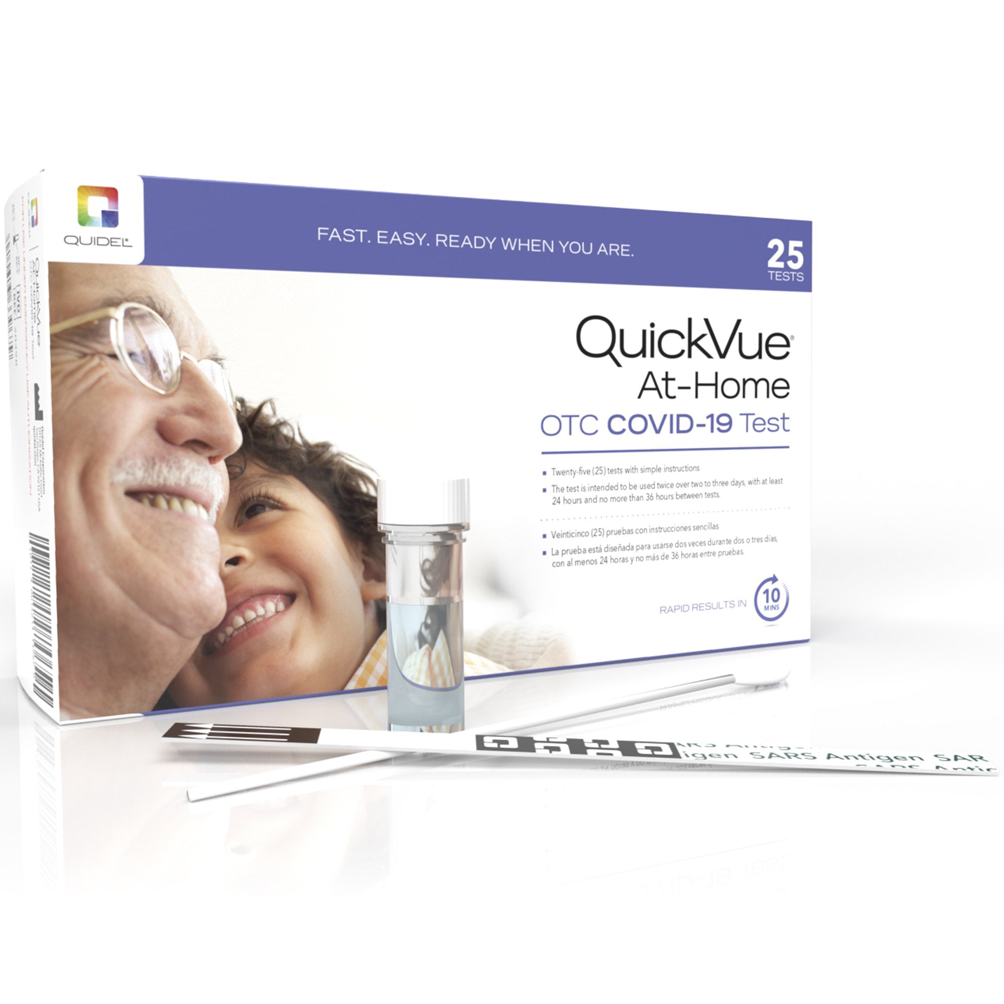Respiratory Test Kit QuickVue At-Home OTC COVID-19 Test Nasal Swab Sample 25 Tests