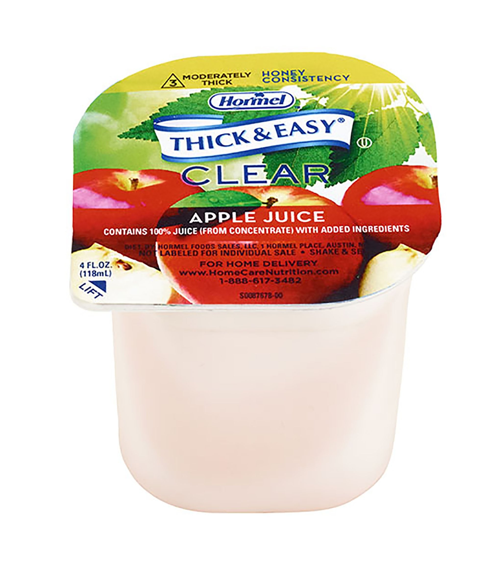 Thickened Beverage Thick & Easy 4 oz. Portion Cup Apple Flavor Liquid IDDSI Level 3 Moderately Thick/Liquidized