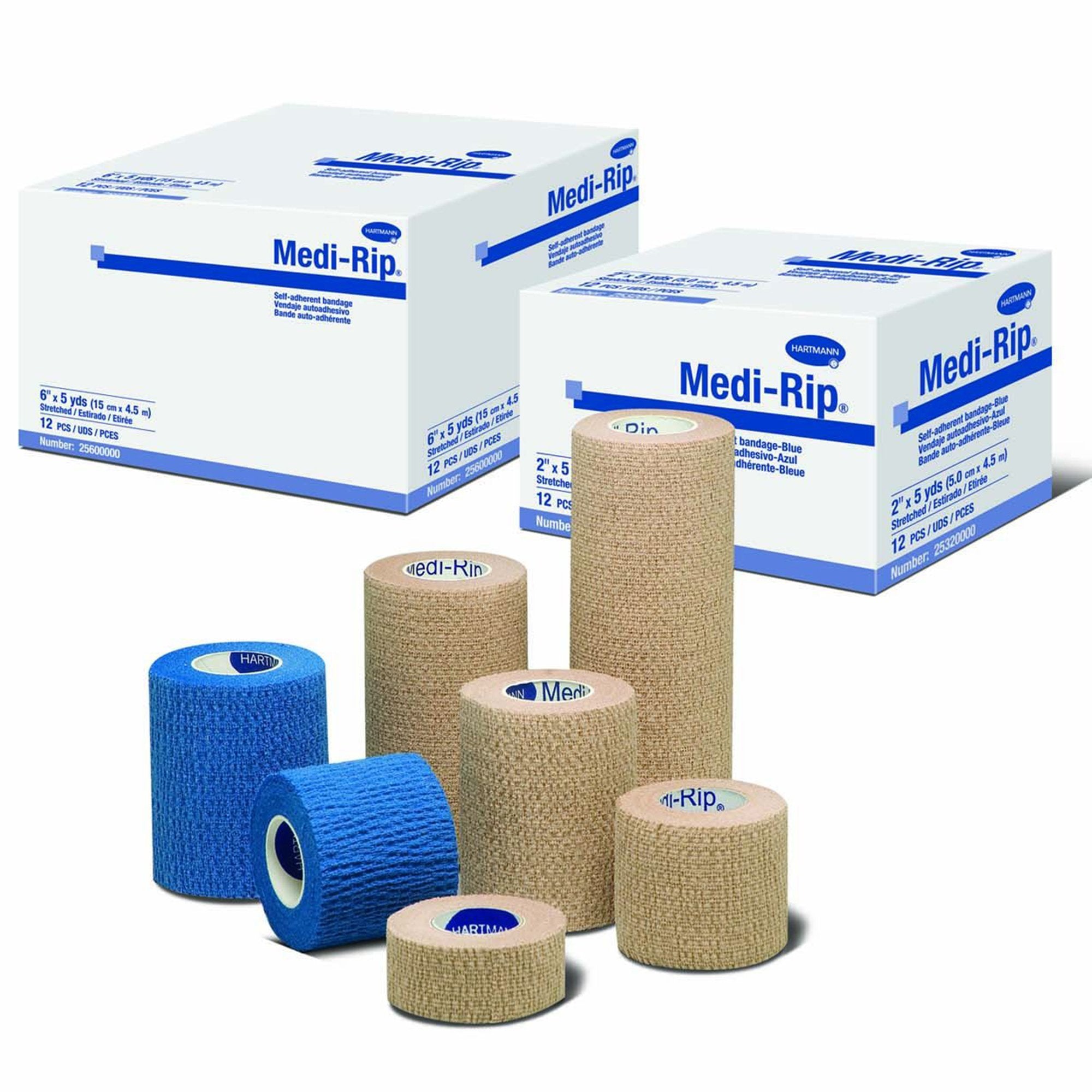 Cohesive Bandage Medi-Rip 2 Inch X 5 Yard Standard Compression Self-adherent Closure Tan NonSterile