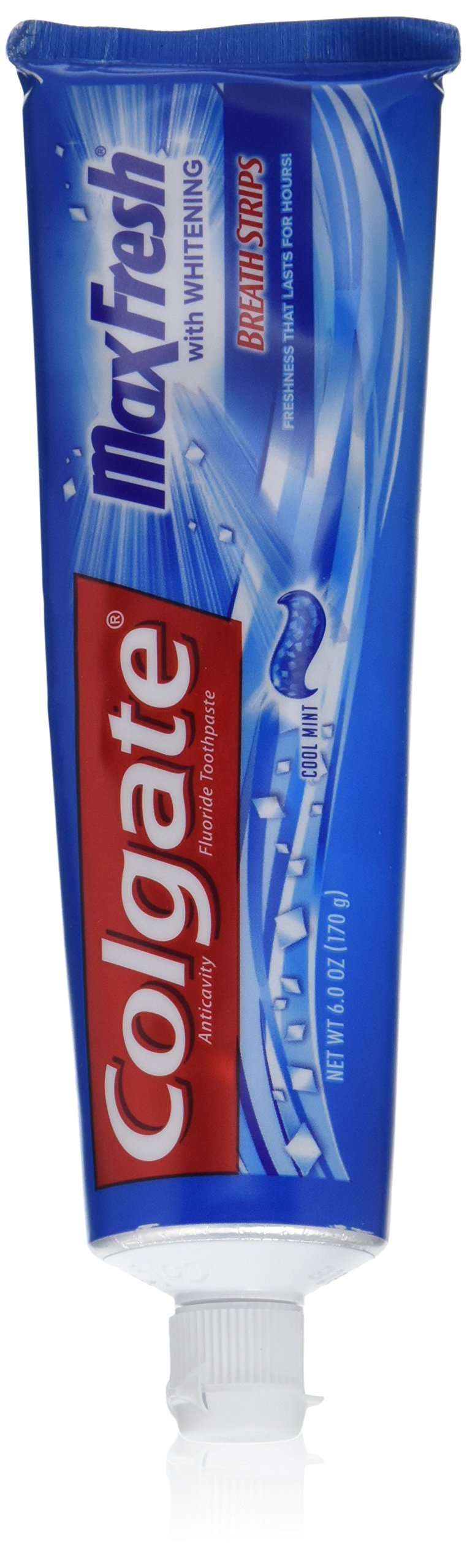 Colgate MaxFresh Fluoride Toothpaste with Mini Breath Strips + Whitening: Cool Mint (Pack of 2)
