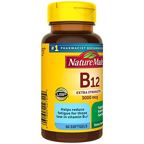 Nature Made Extra Strength Vitamin B12 3000 mcg, Dietary Supplement for Energy Metabolism Support, 60 Softgels, 60 Day Supply