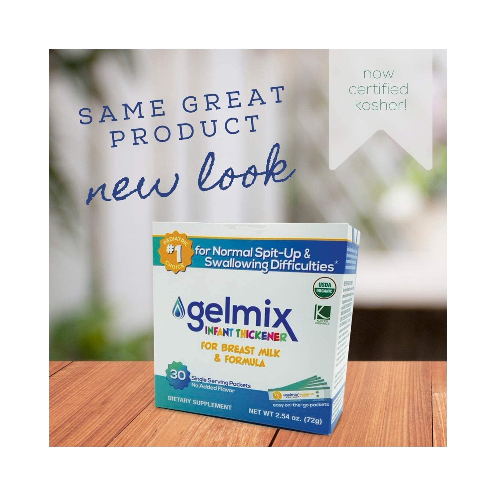 Infant Formula and Breast Milk Thickener Gelmix 2.4 Gram Individual Packet Unflavored Powder IDDSI Level 1 Slightly Thick