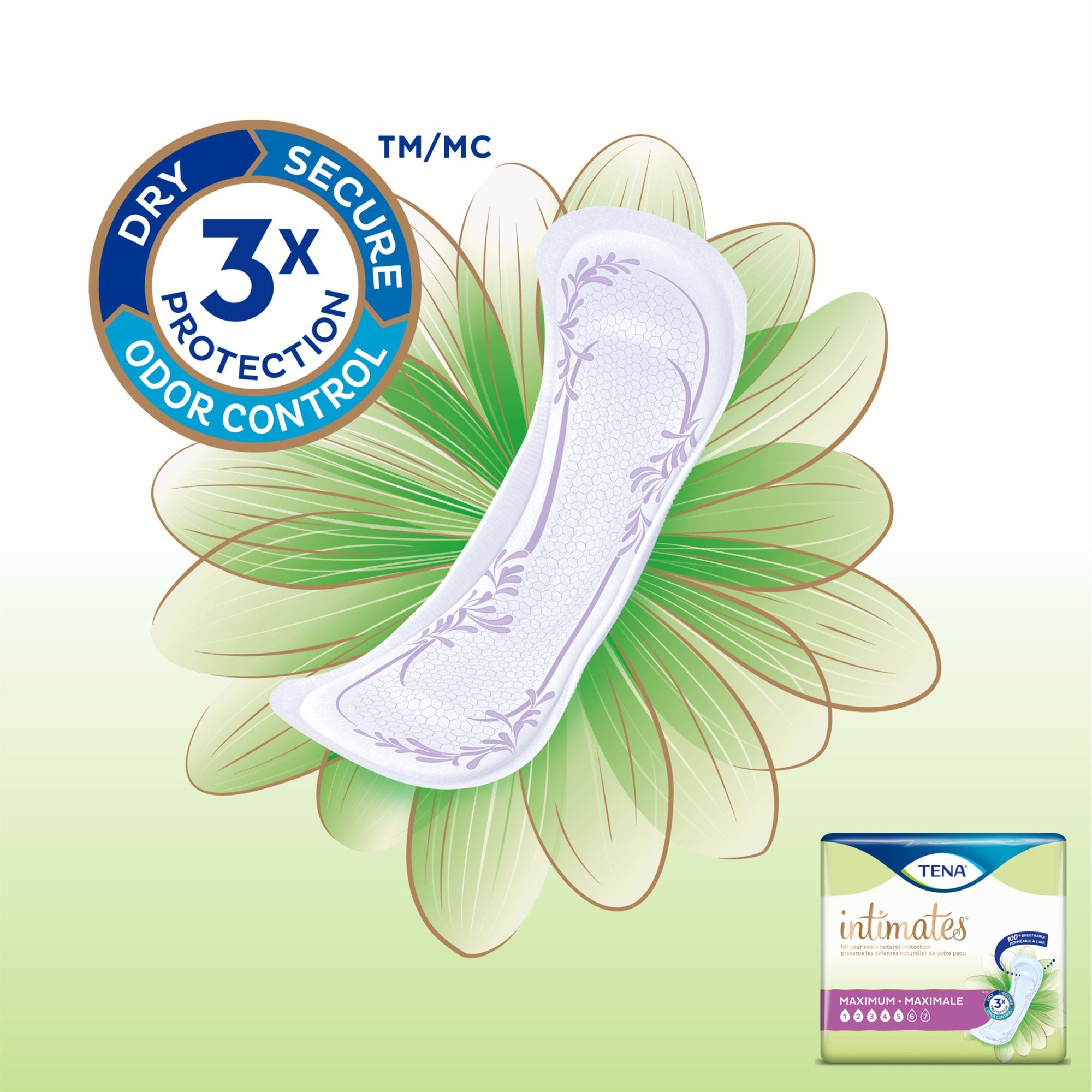 Bladder Control Pad TENA Intimates Maximum Long 13 Inch Length Heavy Absorbency Dry-Fast Core One Size Fits Most