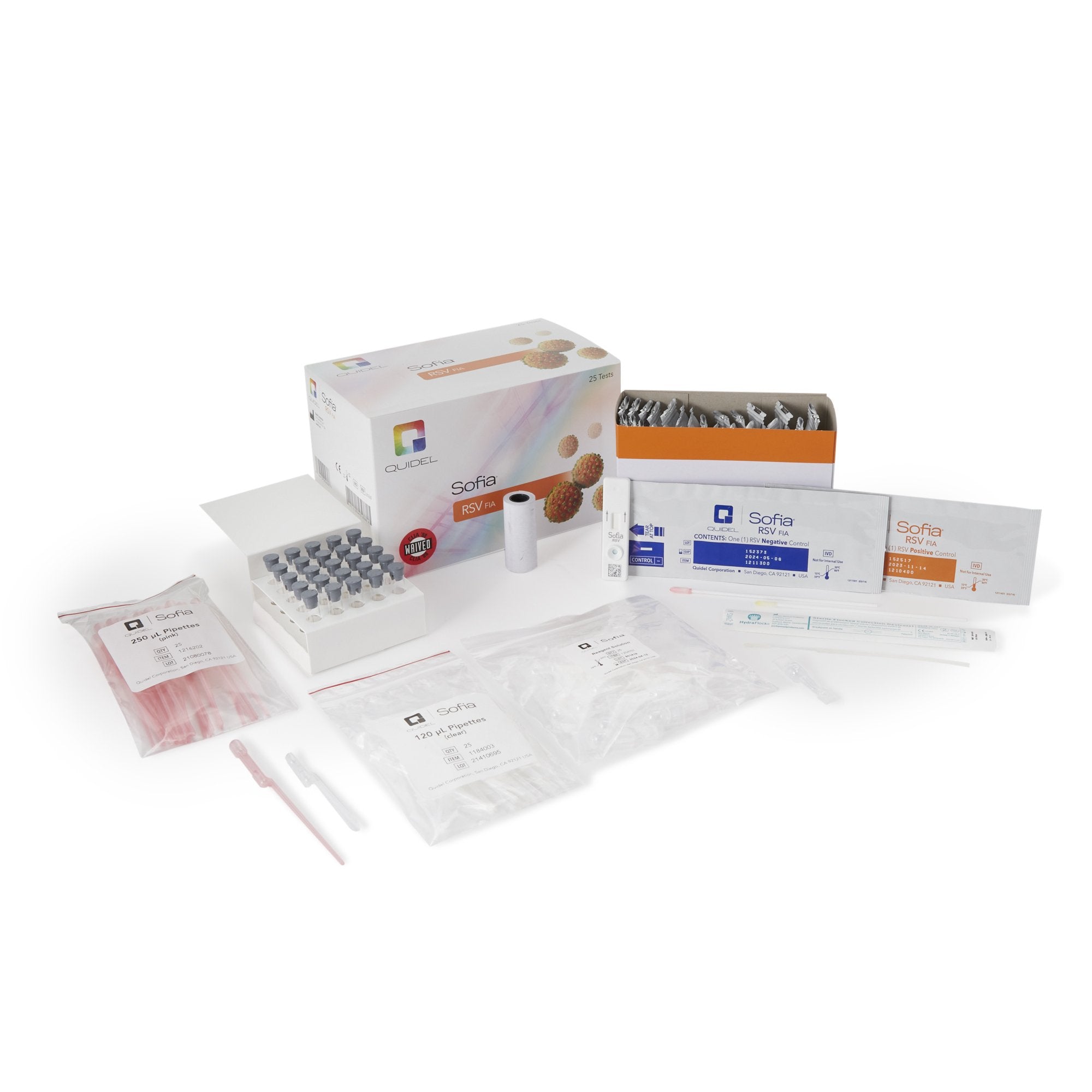 Respiratory Test Kit Sofia RSV FIA Fluorescence Immunoassay (FIA) Respiratory Syncytial Virus Test (RSV) Nasopharyngeal Swab / Nasopharyngeal Wash / Nasopharyngeal Aspirate Sample 25 Tests CLIA Waived