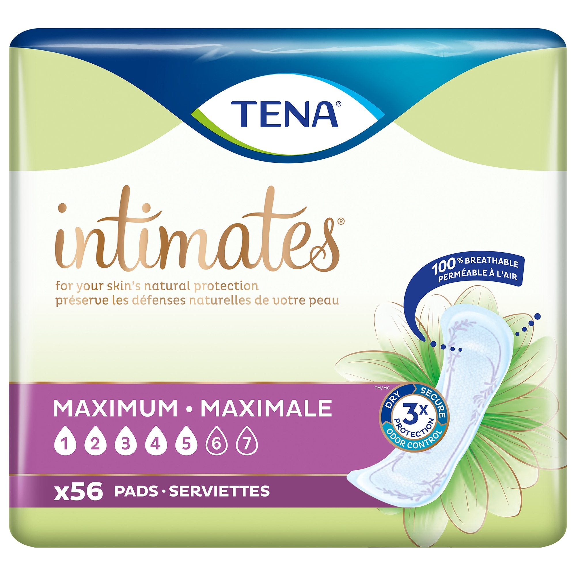 Bladder Control Pad TENA Intimates Maximum 13 Inch Length Heavy Absorbency Dry-Fast Core One Size Fits Most