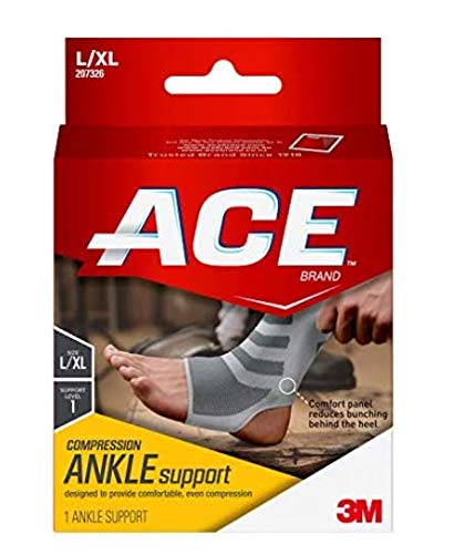 ACE Compression Ankle Support, Gray, 1 Count