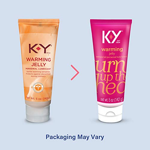 K-Y Warming Jelly Lube, Sensorial Personal Lubricant, Glycol Based Formula, Safe to Use with Latex Condoms, For Men, Women and Couples, 5 FL OZ (Pack of 2)