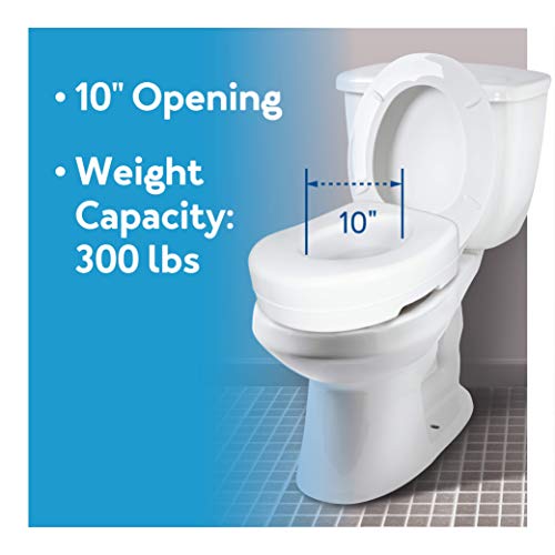 Carex Toilet Seat Riser - Adds 5 Inch of Height to Toilet - Raised Toilet Seat With 300 Pound Weight Capacity - Slip-Resistant (White)