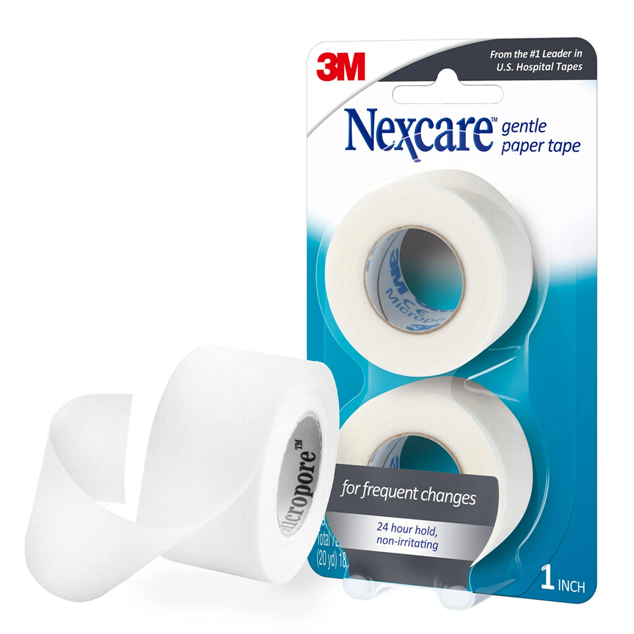 Nexcare Gentle Paper First Aid Tape, Ideal For Securing Gauze And Dressings, 1 In x 10 Yds Carded, 2 Pk